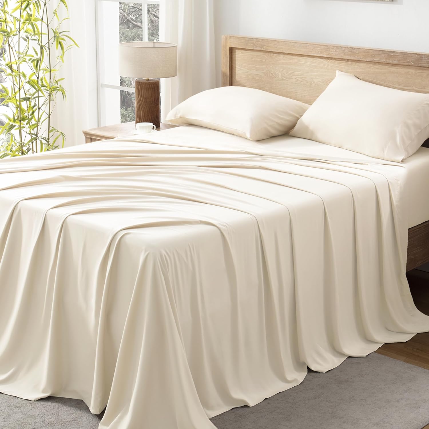 Andency King Size Sheets Set, 100% Viscose Derived from Bamboo, Cooling Summer K...
