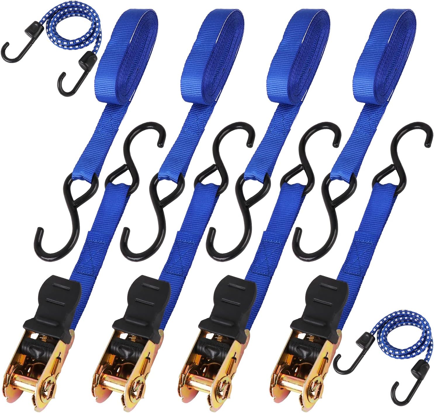 HORUSDY Ratchet Straps, 2,200 LB Break Strength, 4-Pack 15FT Ratchet Tie Down St...