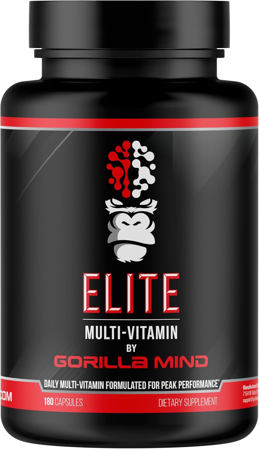 Gorilla Mind Elite Multi-Vitamin (180 Capsules) – Daily Multivitamin Formulated...