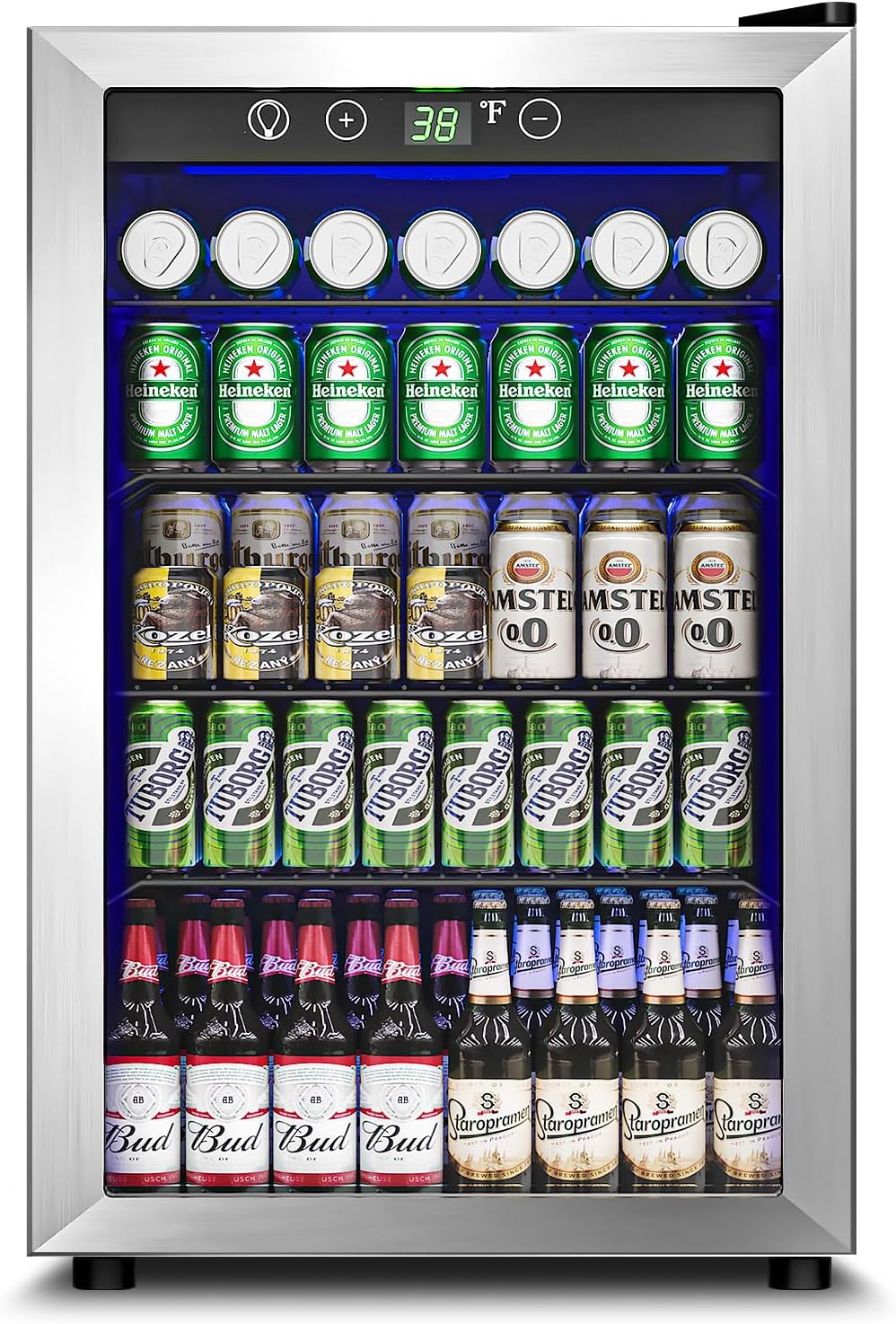 4.5 Cu.Ft Beverage Refrigerator Cooler - 145 Can Mini Fridge Glass Door for Soda...