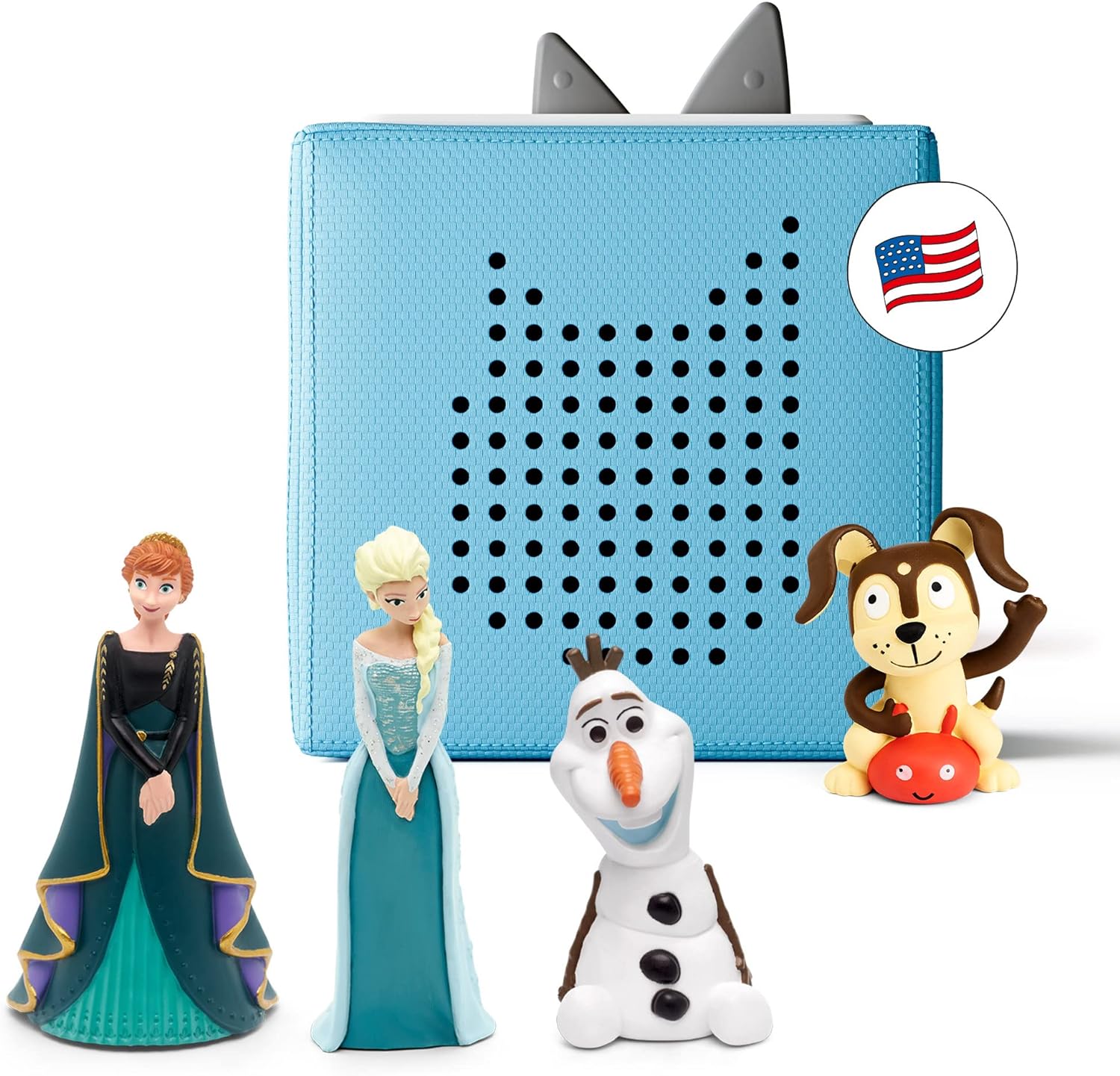 Toniebox Audio Player Starter Set with Elsa, Anna, Olaf, and Playtime Puppy - Li...