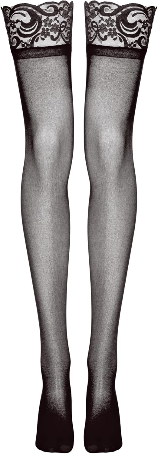 Lovehoney Lingerie Women's Black Sheer Plus Size Hold Up Stockings - Soft Nylon...