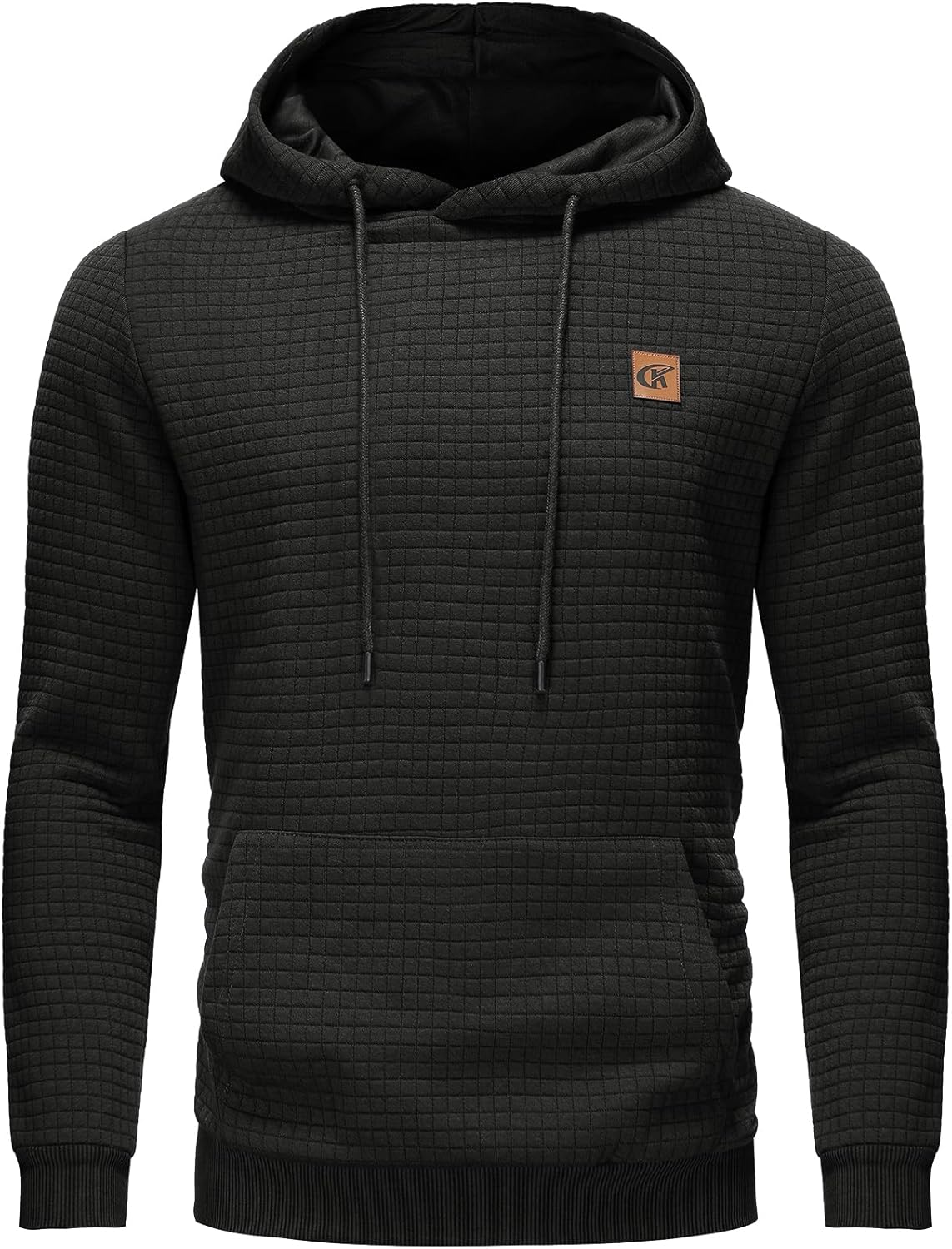 YuKaiChen Men's Pullover Hooded Sweatshirts Plaid Jacquard Long Sleeve Drawstrin...