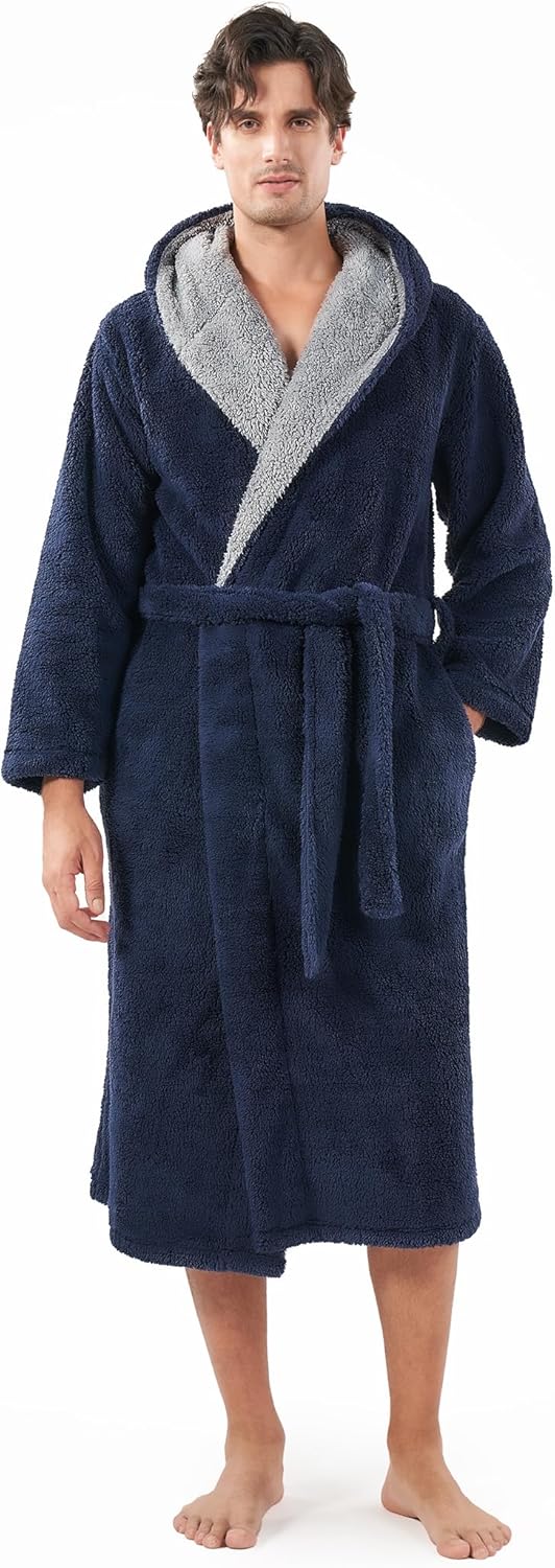 DAVID ARCHY Men's Bath Robe Ultra Soft Warm Collar...