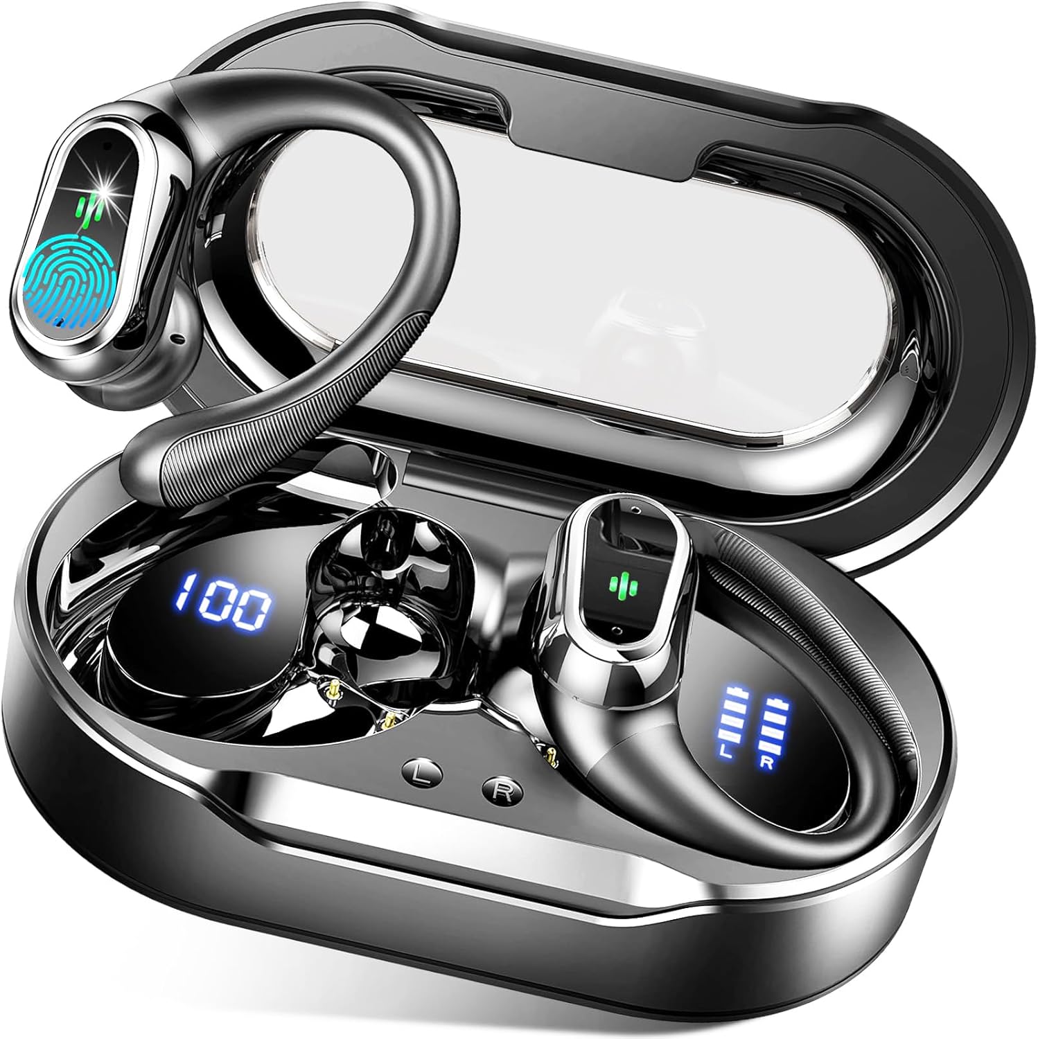 Wireless Earbuds, 2024 Bluetooth 5.4 Headphones Sport, Bluetooth Earbuds with EN...
