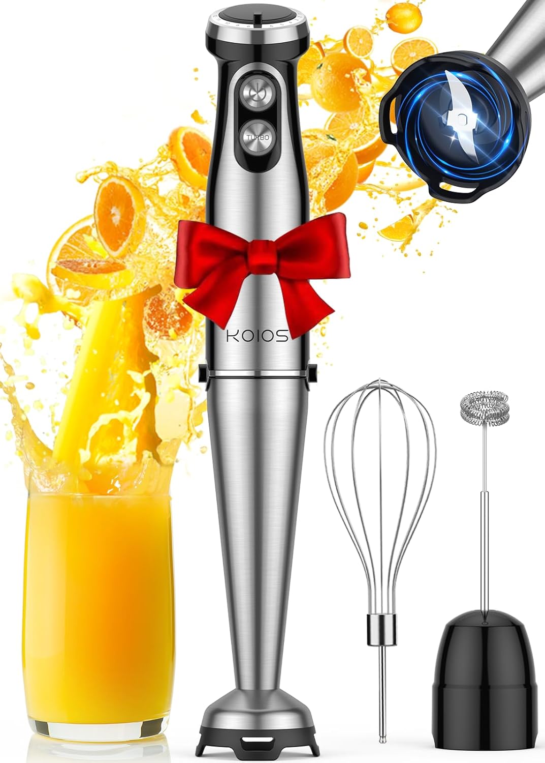 KOIOS Immersion Blender, 1000W Anti-scratch 3-in-1 Hand Blender, Upgraded 12 Spe...