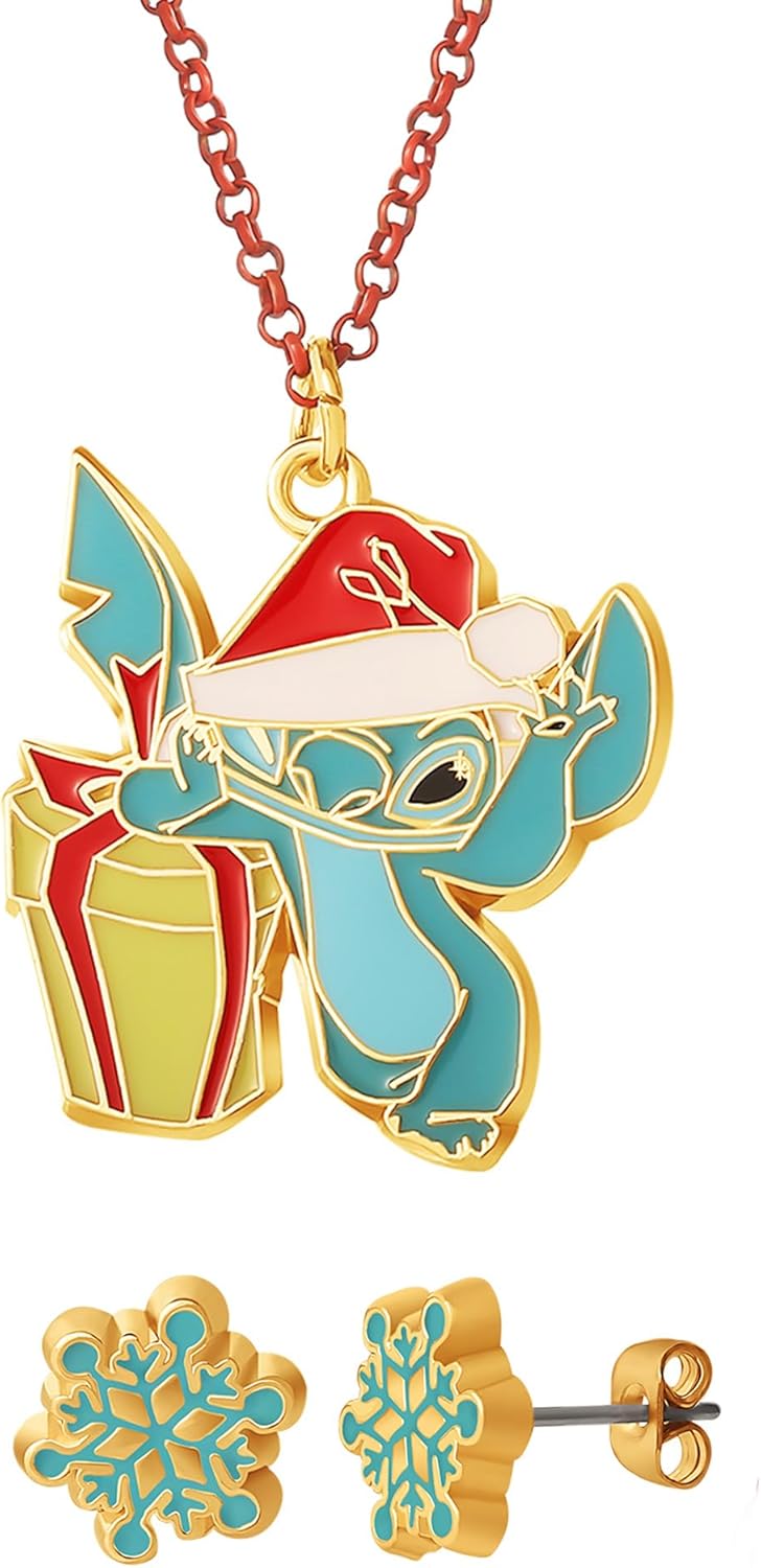 Disney Lilo & Stitch Jewelry Set Collection – 16”+3” Stitch Necklaces with Chris...