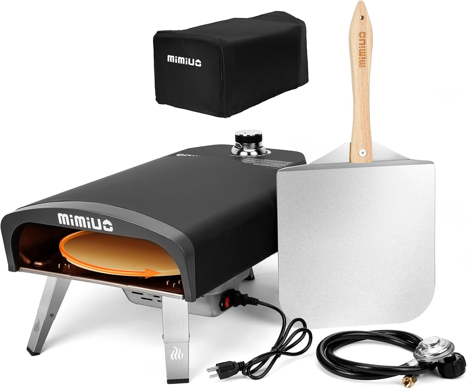 Outdoor Gas Pizza Oven with Automatic Rotating Pizza Stone - 14 Inch Portable Pr...