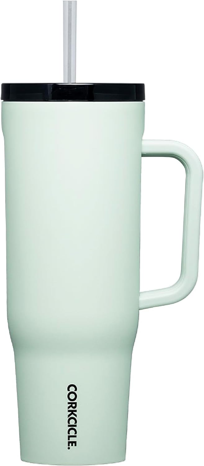 Corkcicle Cruiser Insulated Tumbler with Handle and Straw, Sage Mist, 40 oz – Re...