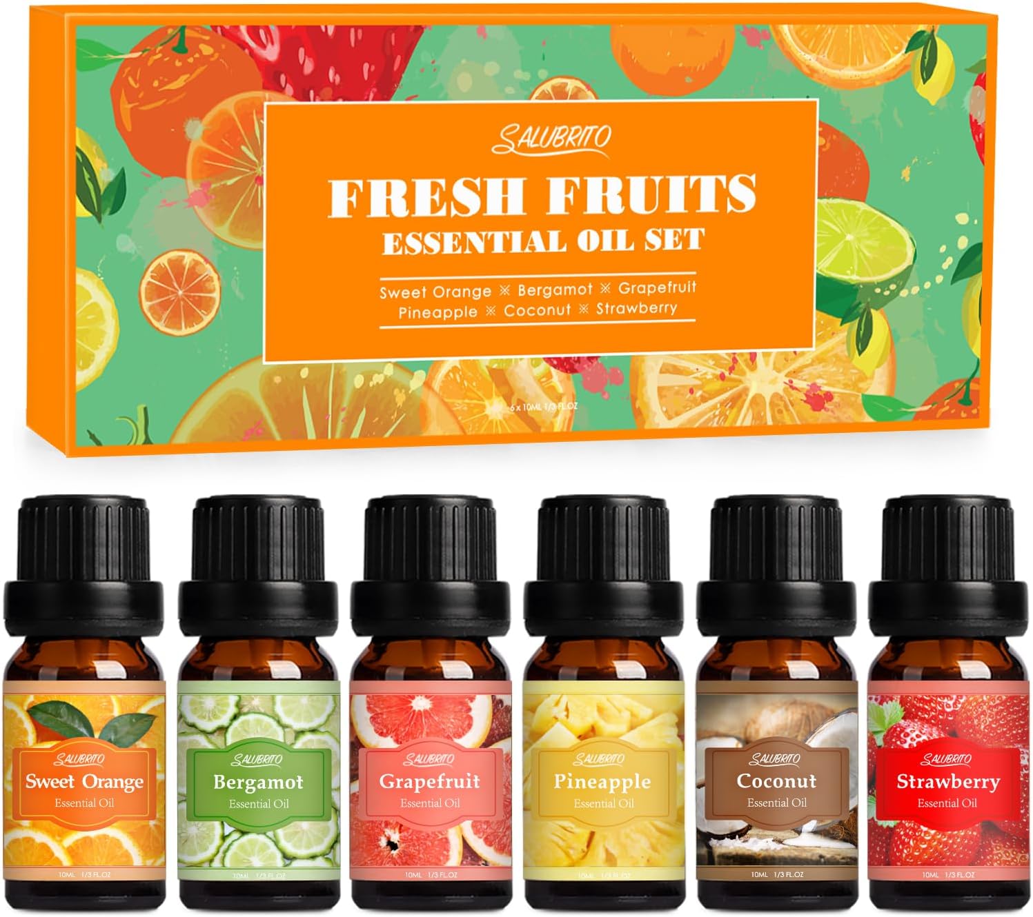 SALUBRITO Essential Oils Set, Fruit Fragrance Oils for Diffuser, Aromatherapy Oi...