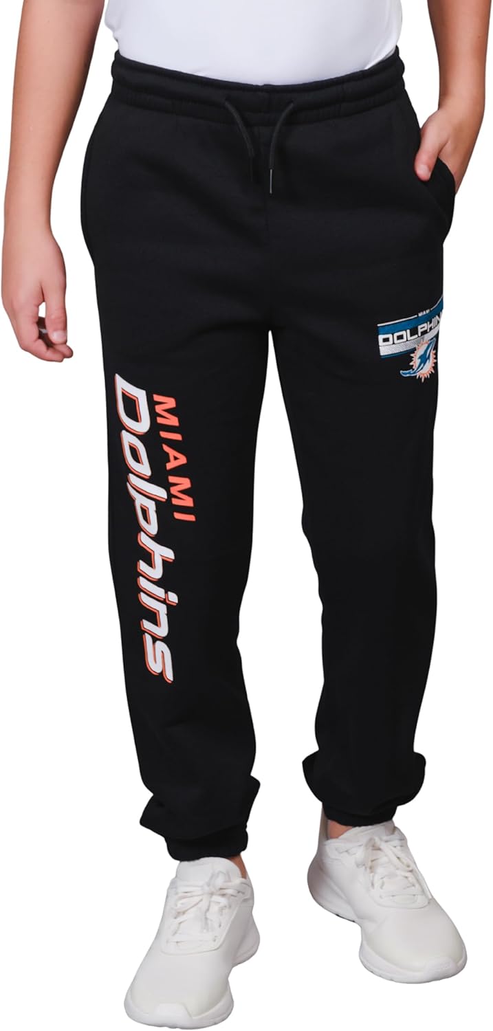 Ultra Game NFL Official Youth Super Soft Game Day Jogger Sweatpants Miami Dolphi...