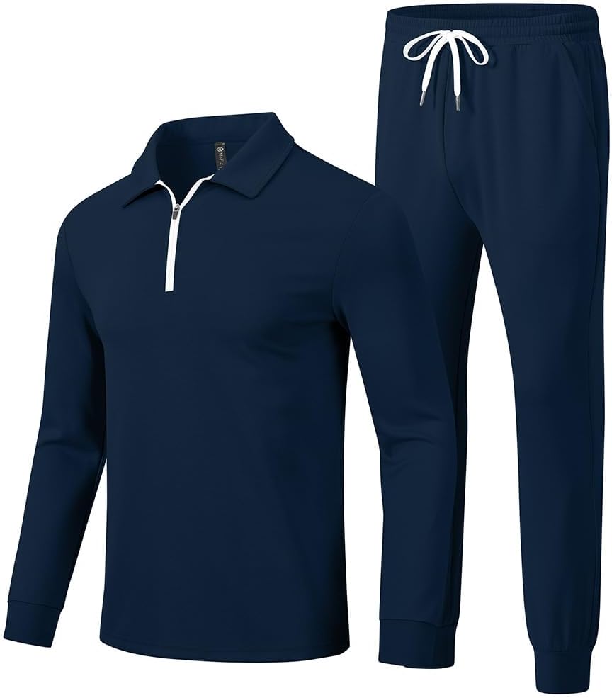 MoFiz Men's Tracksuit 2 Piece Sweatsuit Track Suit 1/4 Zip Long Sleeve Tops Jogg...