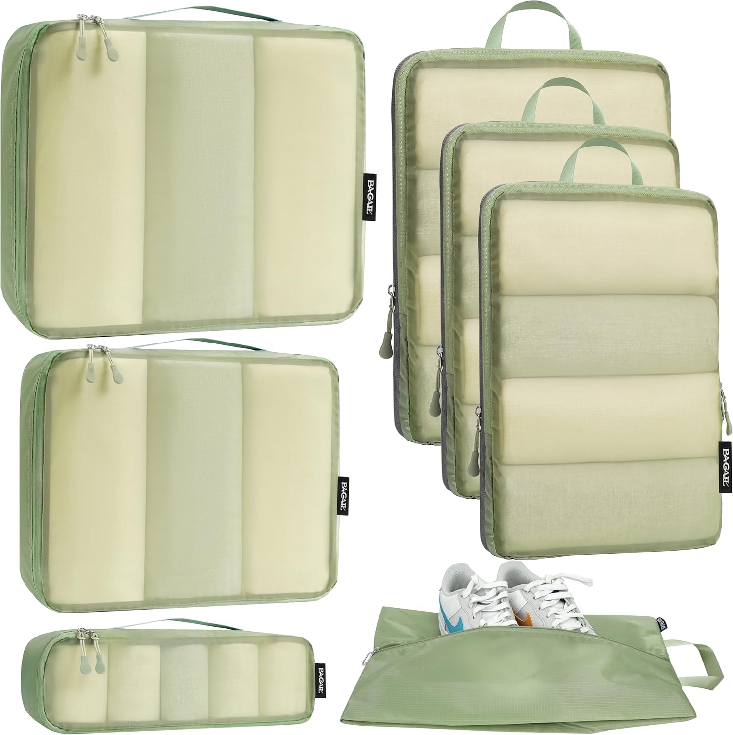 Bagail Ultralight Packing Cubes 7 Set, 3 Compression Packing Cubes 3 Packing Org...