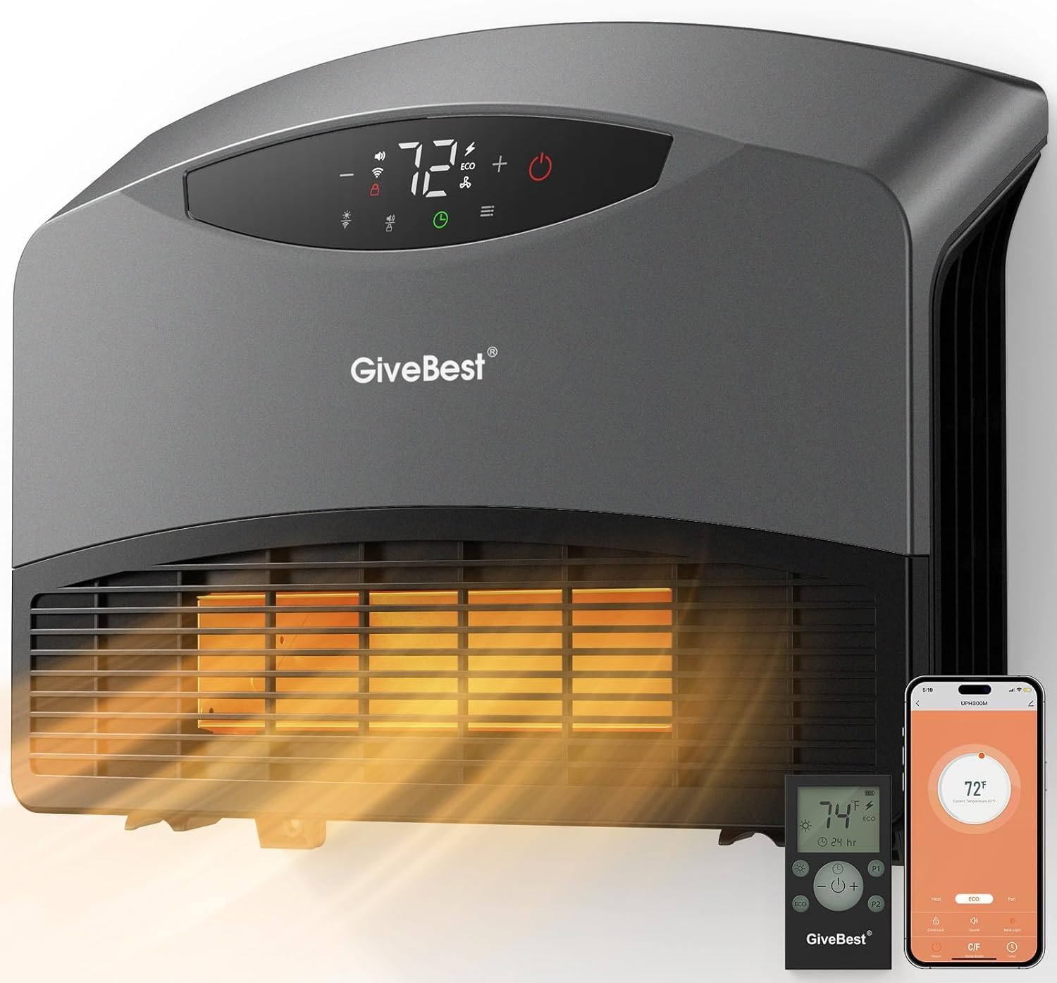 GiveBest Electric Wall Heater with WiFi and Remote Control - 1500W Space Heater...