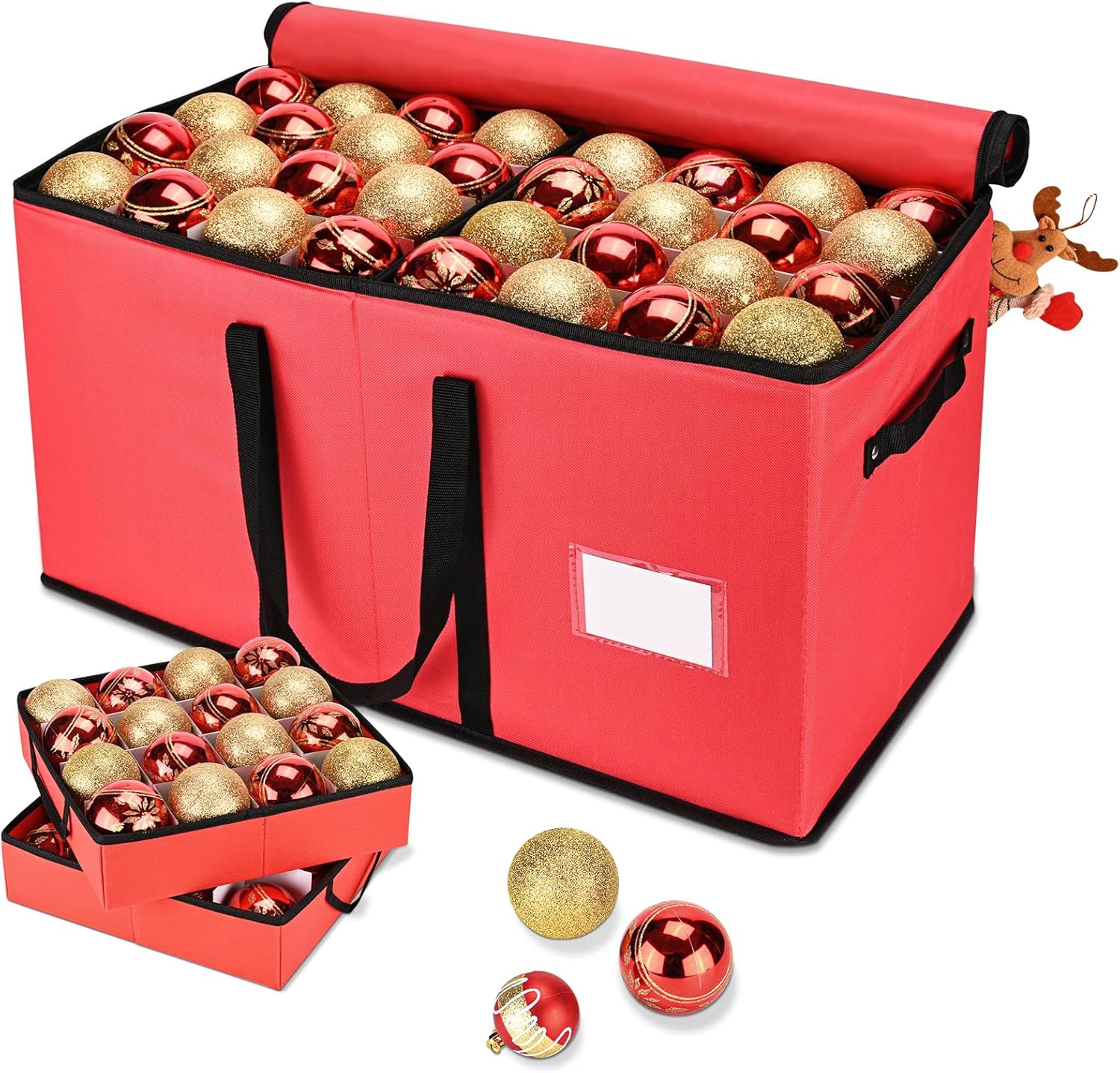 Christmas Ornament Storage Box, Ornament Storage Organizer Fits 128 of 3 inch Or...