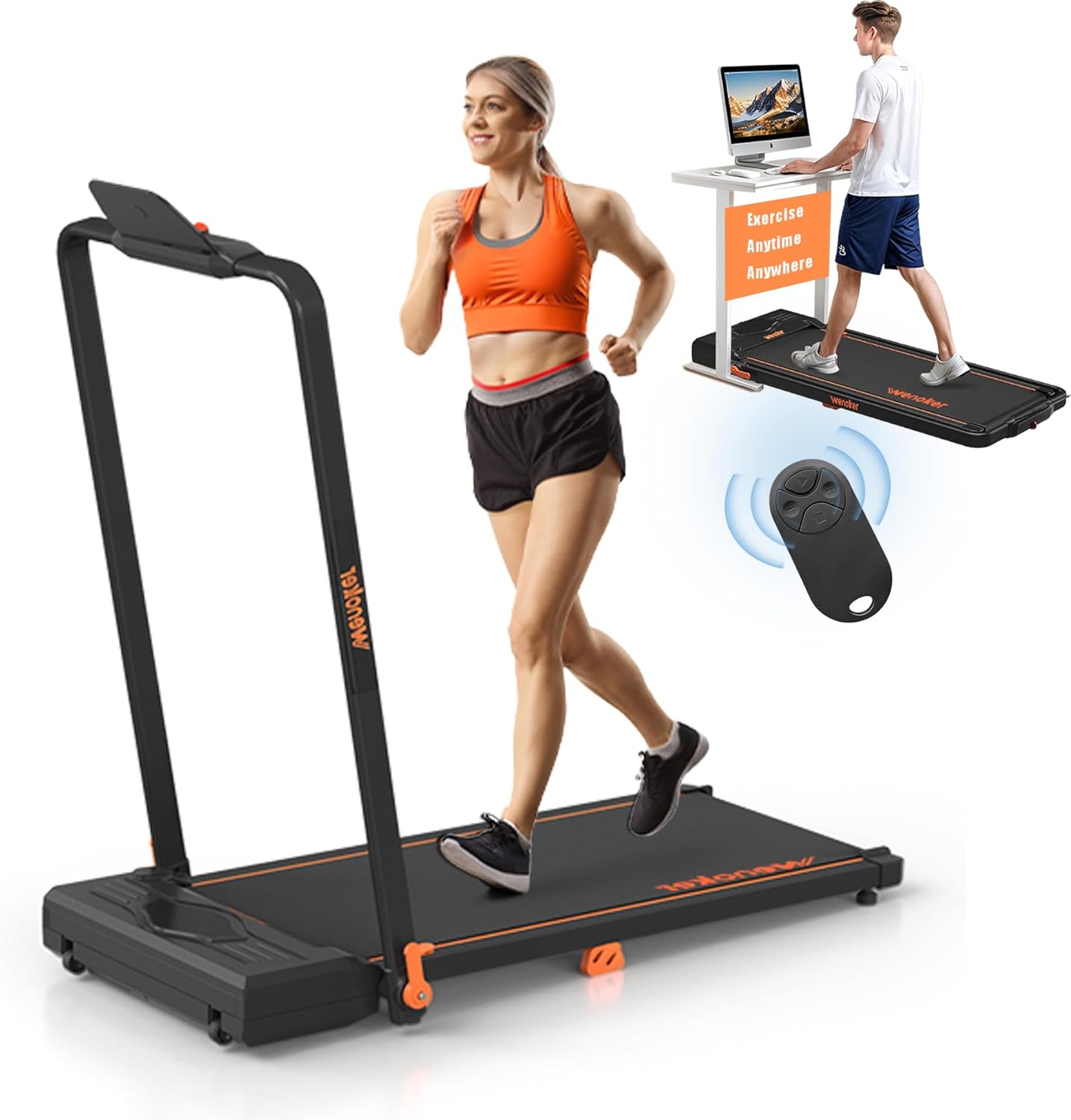Walking Pad Treadmill, Wenoker Under Desk Treadmill, Portable Foldable Walking P...