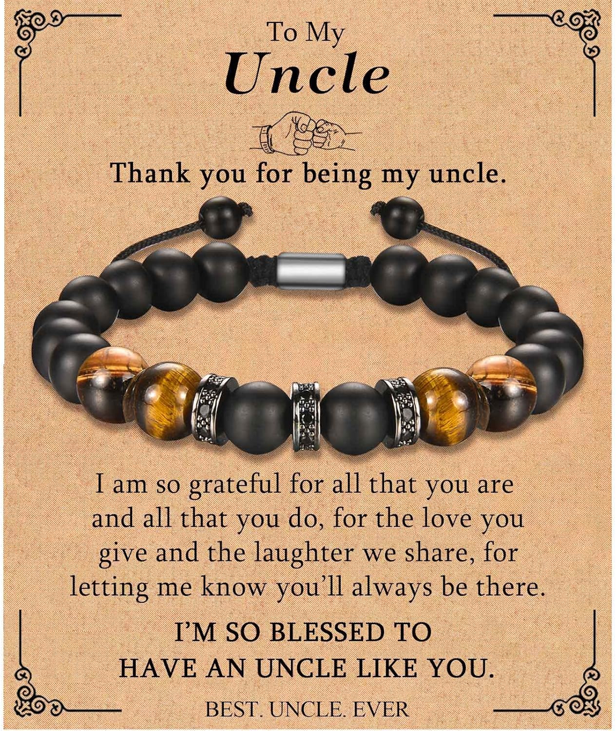 KORAS Gifts for Men Boys, Boyfriend Husband Bracelet Tiger Eye Bracelet for Dad...