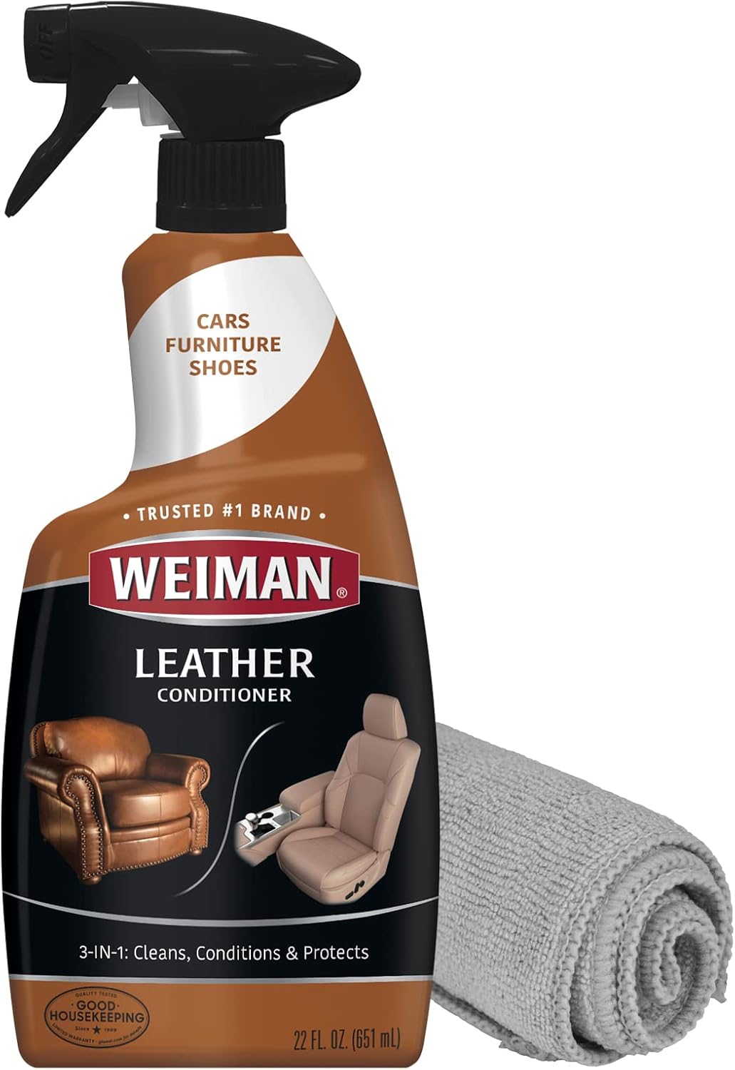 Weiman Leather Cleaner, Polish and Conditioner for Furniture, Car, Purses, Shoes...