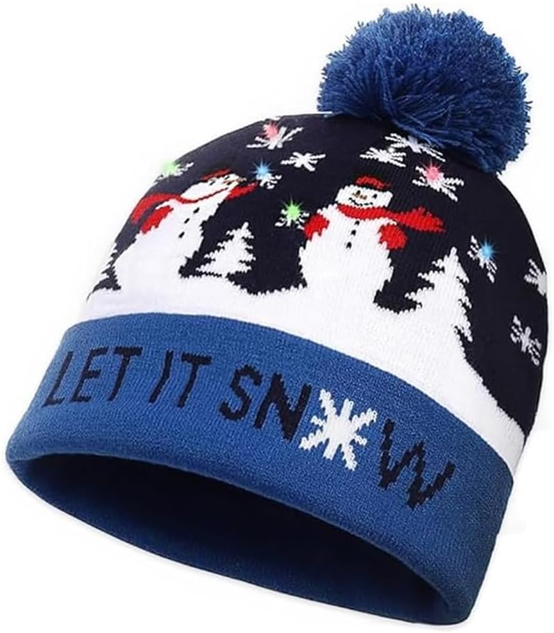 DANGZW Christmas LED Light Up Hat, 6 Colorful LED Light Up Xmas Christmas Hat Be...