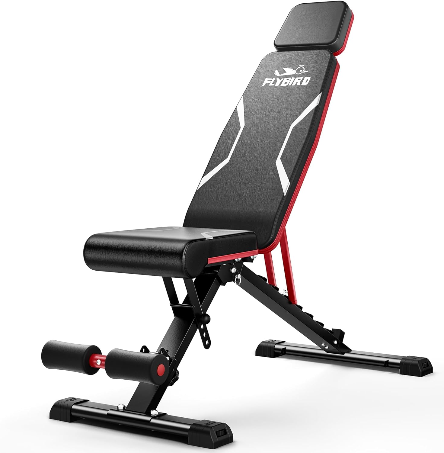 FLYBIRD Adjustable Weight Bench with Headrest, Foldable Workout Bench for Home G...