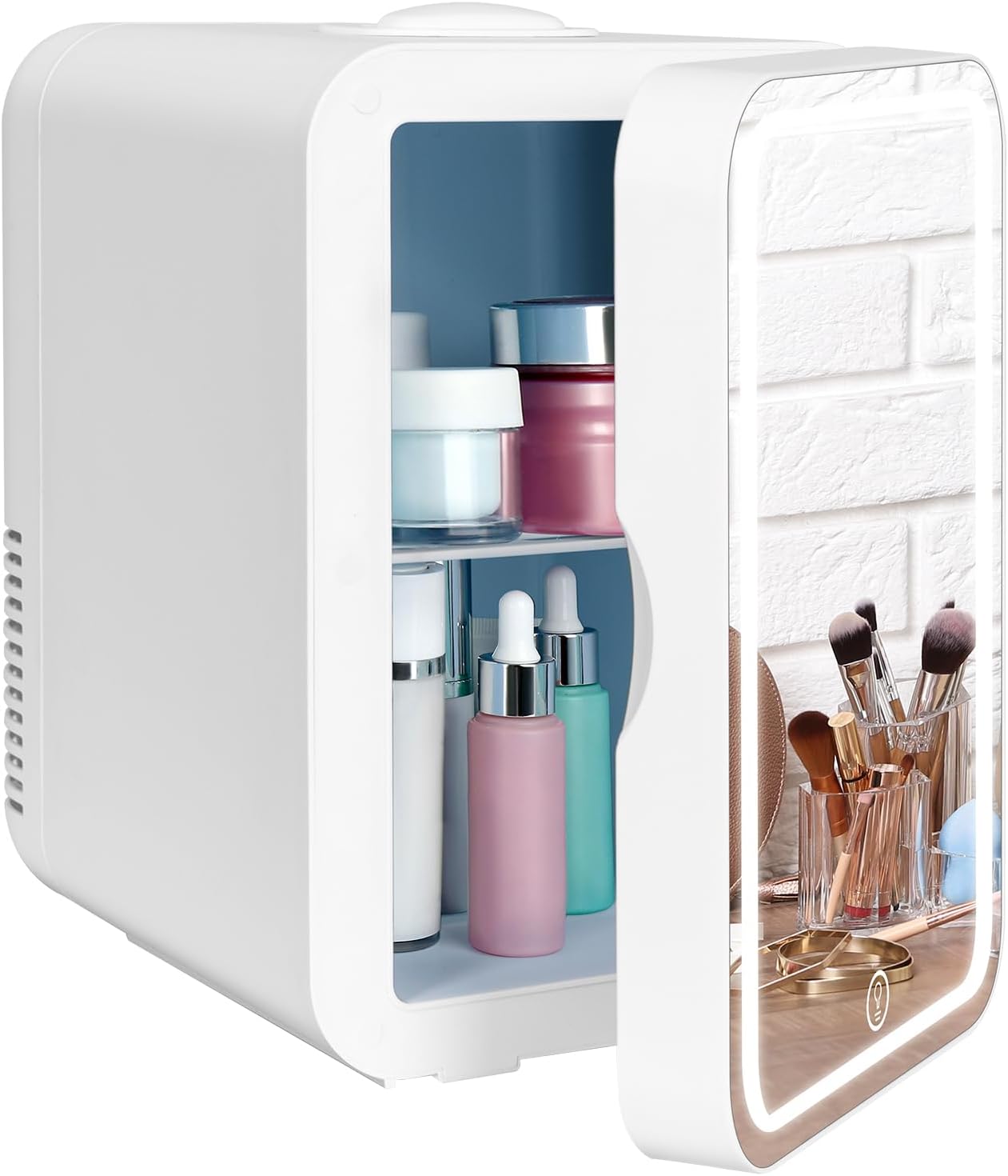 eklipt Skincare Fridge - Mini Fridge with Dimmable LED Mirror (8 Liter/8 Can), A...
