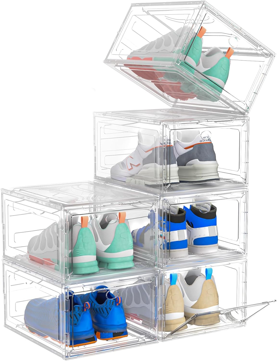 Upgrade Harder Solid Plastic Shoe Organizer, Shoe Storage with Magnetic Front Do...