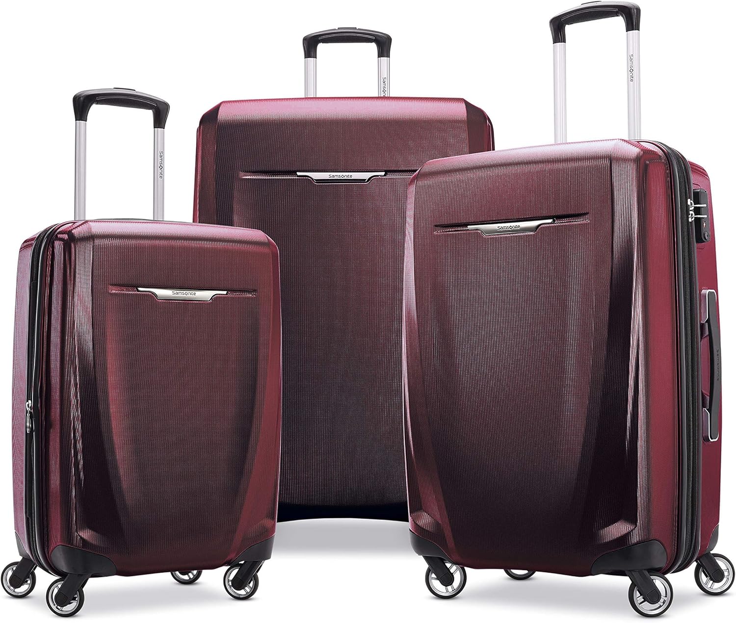 Samsonite Winfield 3 DLX Hardside Expandable Luggage with Spinners, Burgundy, 3-...