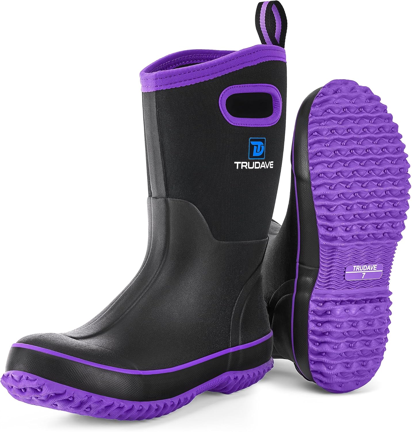 Rubber Boots for Women, Mid Calf Rain Boots, Womens Waterproof Boots, Neoprene I...