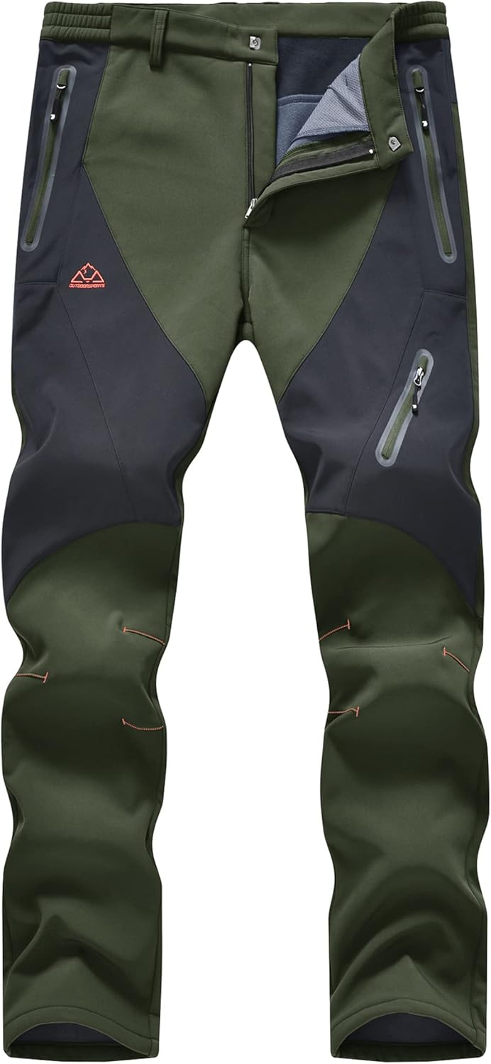Rdruko Men's Waterproof Trousers Fleece Lined Winter Warm Ski Trousers Outdoor H...