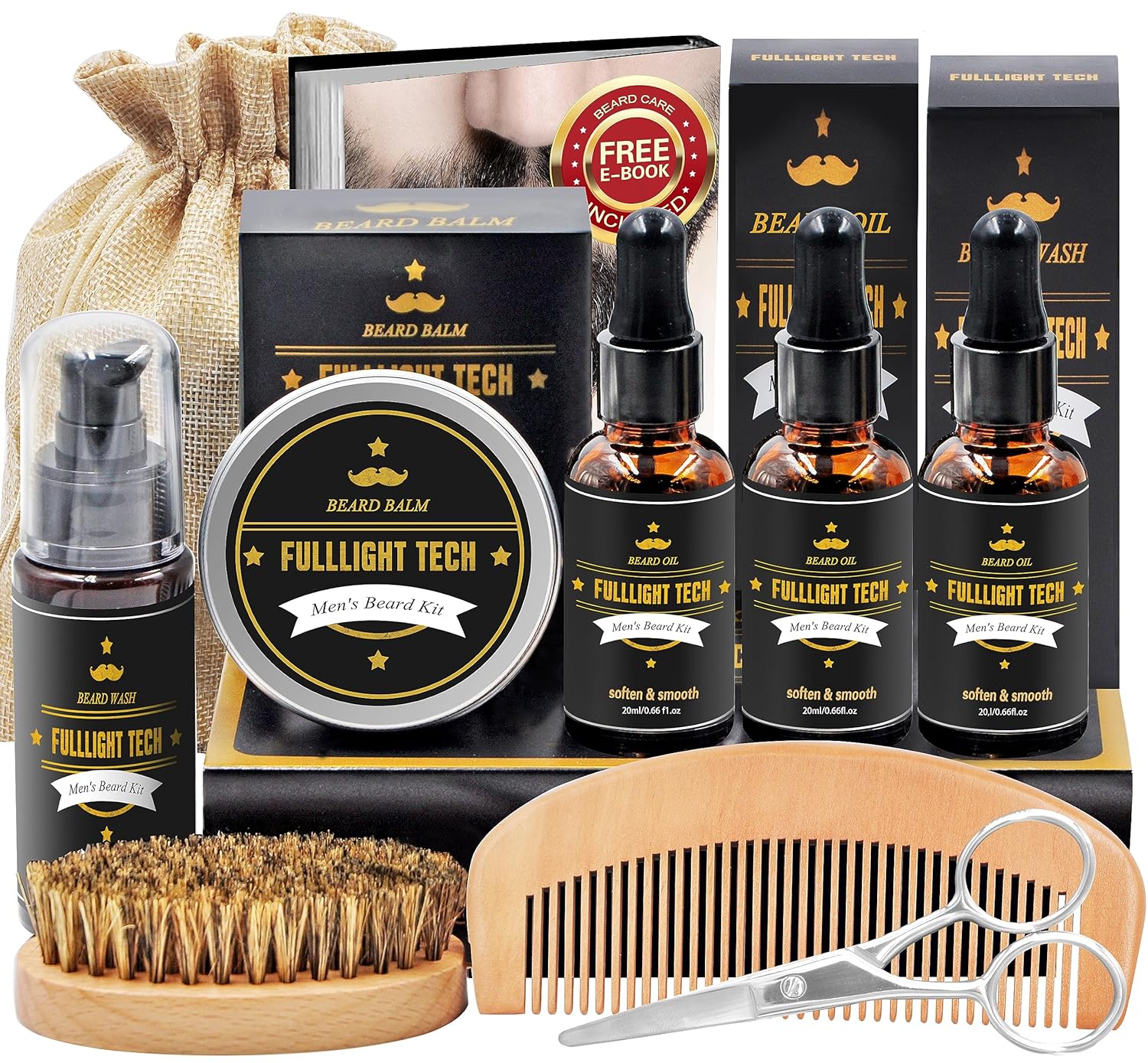 FULLLIGHT TECH Beard Kit for Men Grooming & Care W...