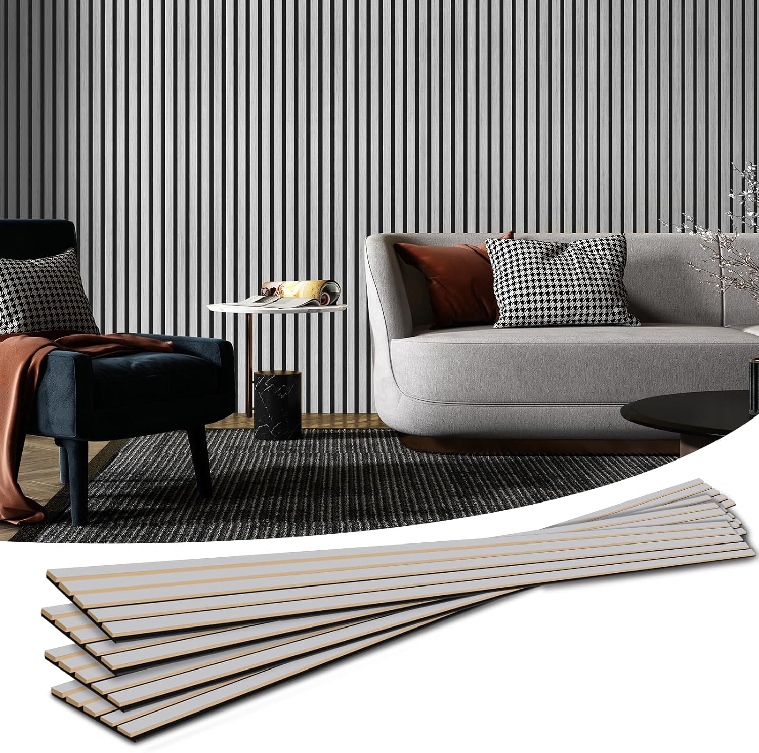 Art3d 4-Piece Wood Slat Acoustic Panels for Stylish Decor and Noise Reduction, 3...