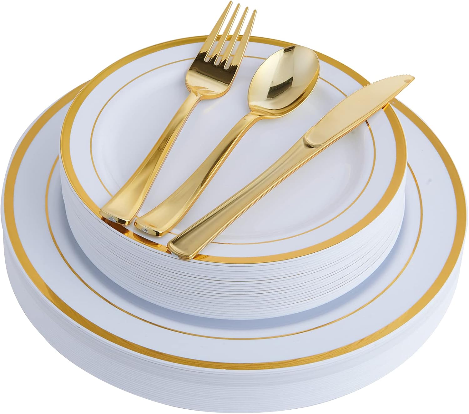 125 Count Gold Plastic Plates Include 25 Plastic Dinner Plates 25 Disposable Des...
