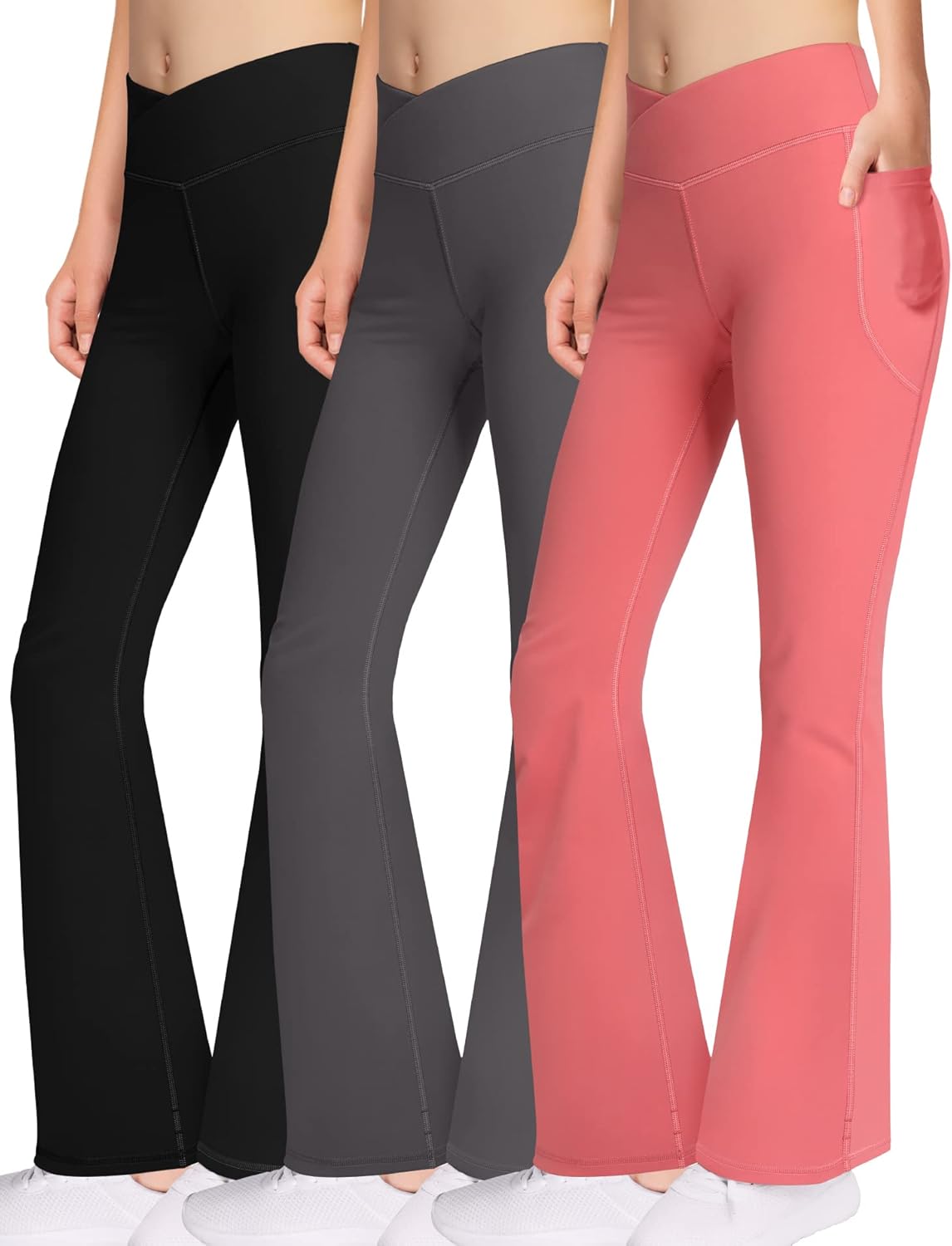 Bootcut Yoga Pants Flare Leggings for Girls - Crossover High Waisted Dance Pants...