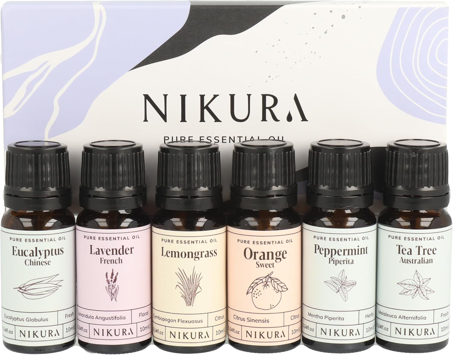 Nikura Starter Kit Essential Oil Gift Set - 6 x 10ml | Essential Oil for Diffuse...