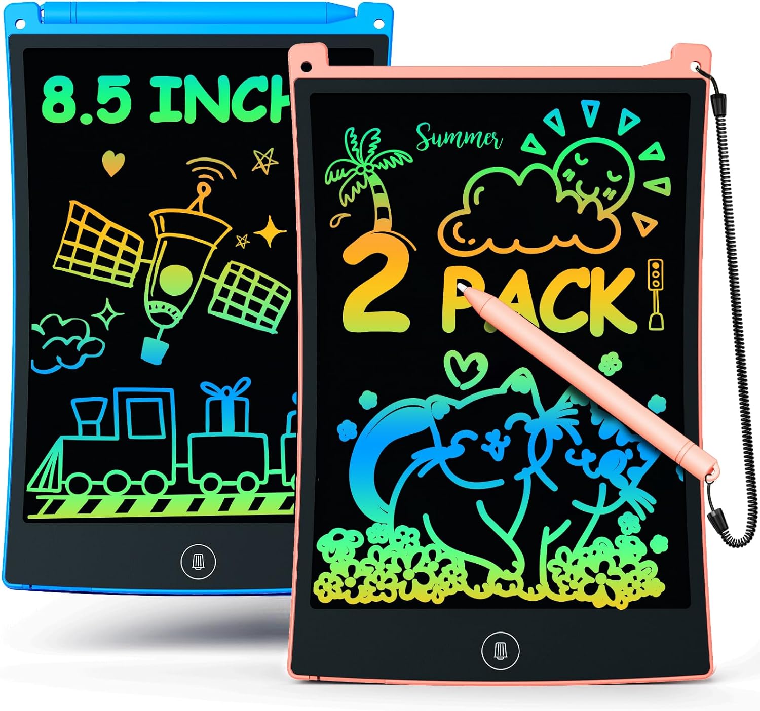 bravokids 2 Pack LCD Writing Tablet with Stylus, 8.5 inch Colorful Doodle Board...