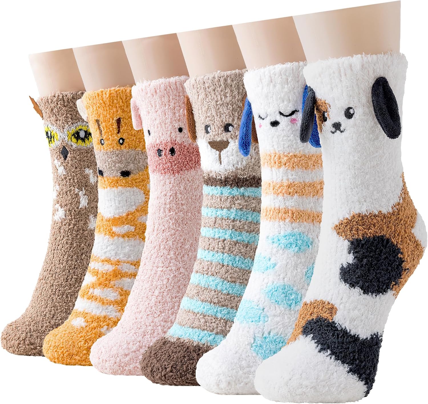 Niofind Fluffy Socks for Women and Girls Warm Cosy Bed Socks,6 Pairs Thick Soft...