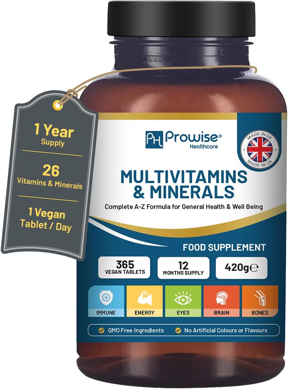 A-Z Multivitamins and Minerals I 365 Vegan A-Z Vitamins Tablets (1 Yr Supply) I...