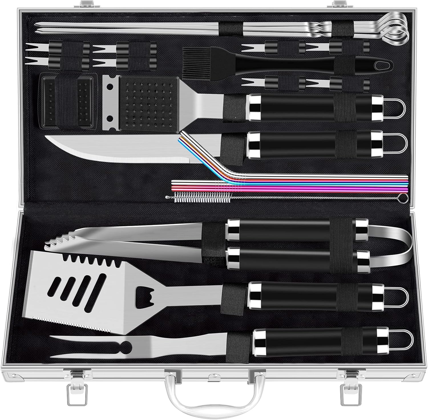 ROMANTICIST 25pcs Extra Thick Stainless Steel Grill Tool Set for Men, Heavy Duty...