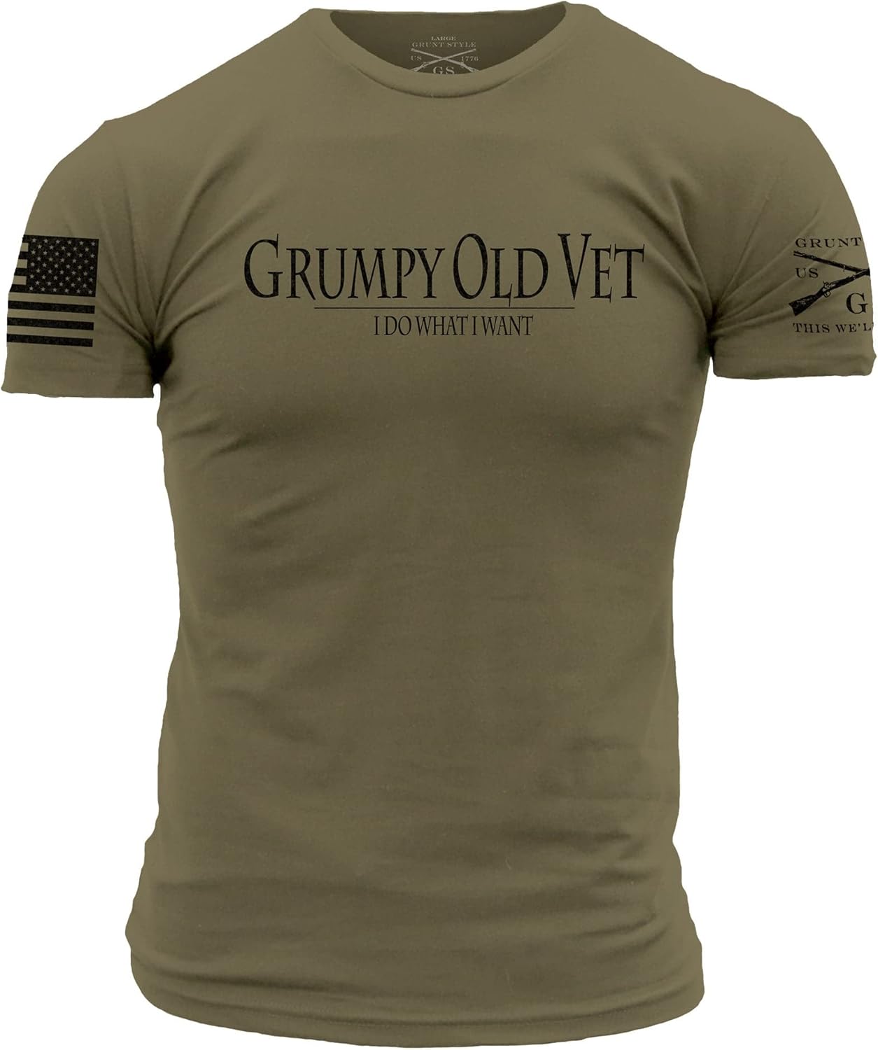 Grunt Style Grumpy Old Vet Men's T-Shirt Large Military Green