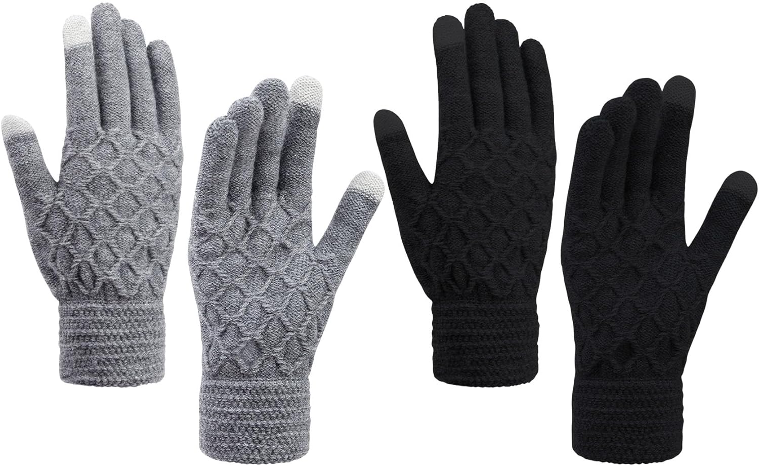 Chalier Fashion 2 Pairs Women Winter Touch Screen Gloves Warm Knitted Thermal Gl...