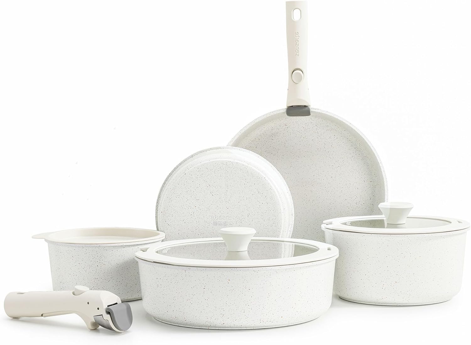 SENSARTE 13 Piece Pots and Pans Set, Nonstick Detachable Handle Cookware, Induct...