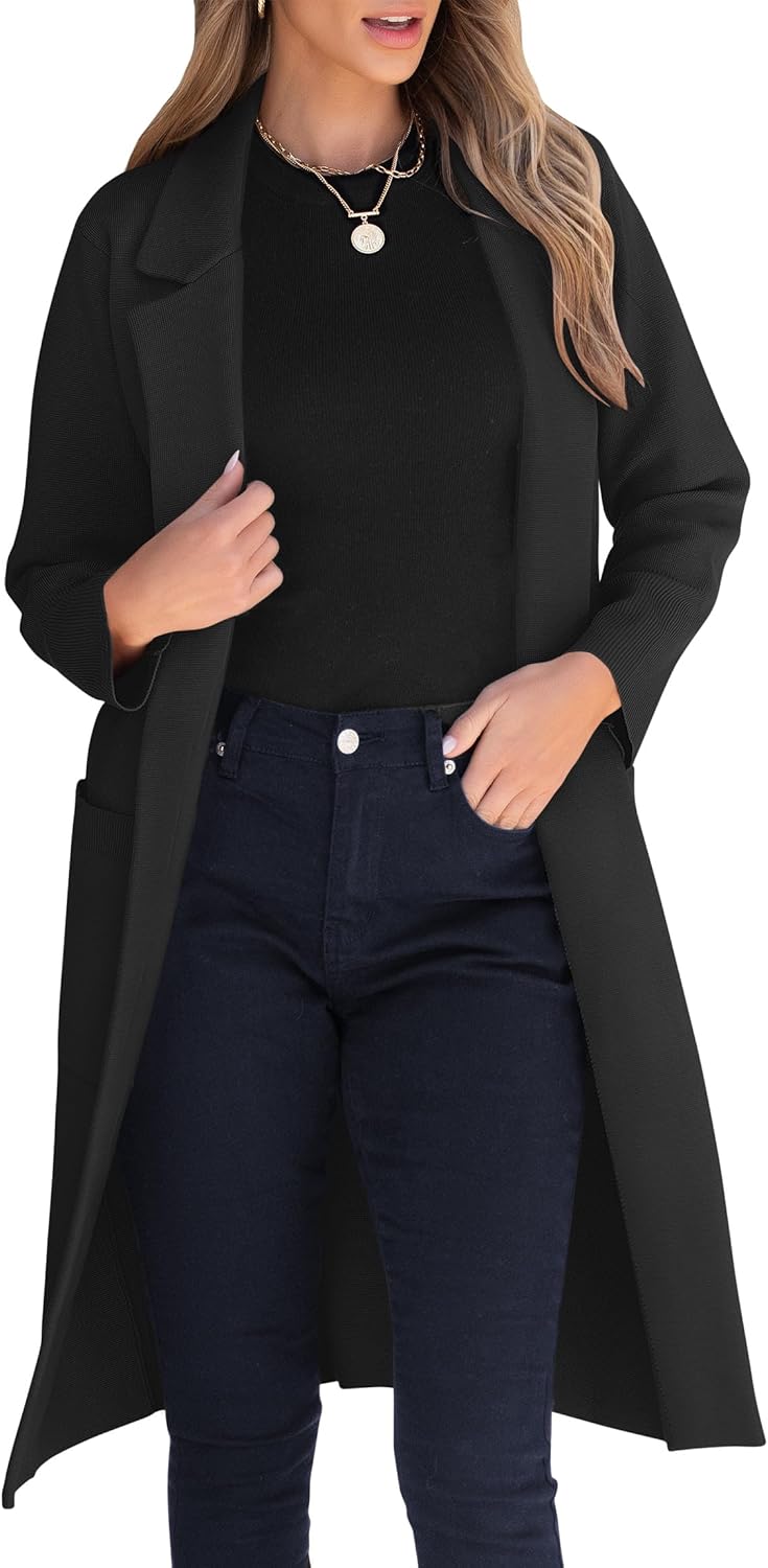 ANRABESS Women Cardigan Sweater Jackets Open Front Thick Knit Oversized Blazer C...