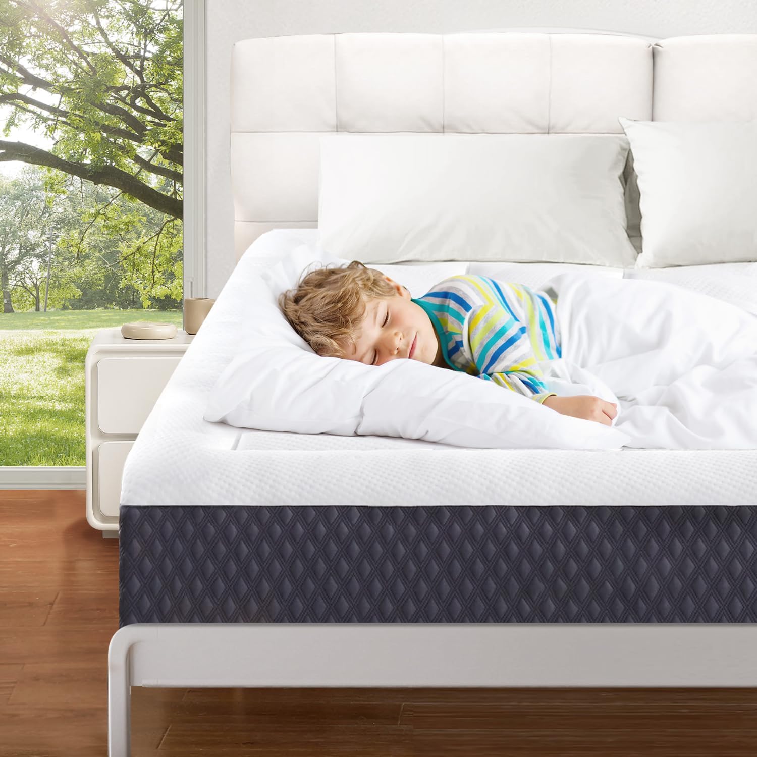 6 Inch Twin Mattress Breathable Gel-Memory Foam Plus Pillowtop Mattress for Kids...