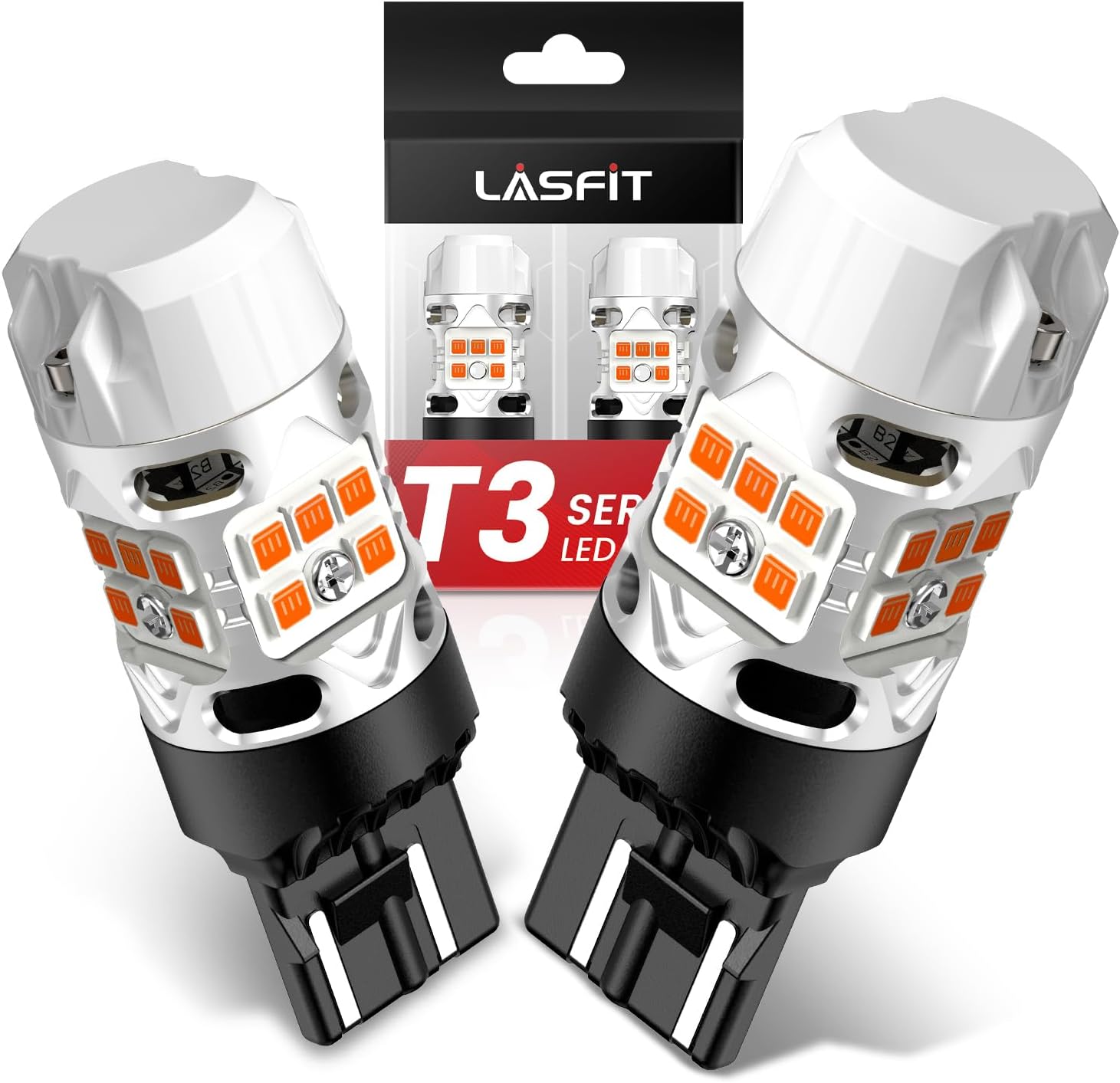 LASFIT T3 7440 7443 LED Bulb Amber 7444NA Built in Resistor 100% Error Free for...