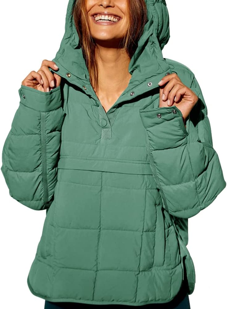 chouyatou Women's Quilted Pullover Puffer Jacket Packable Hooded Oversize Winter...