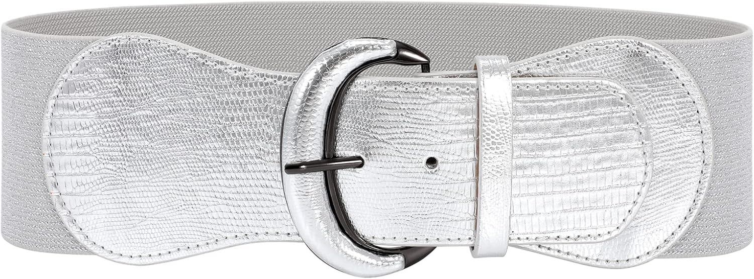 JASGOOD Women Stretchy Wide Waist Belt for Dress Ladies Elastic Belt Hook Buckle...