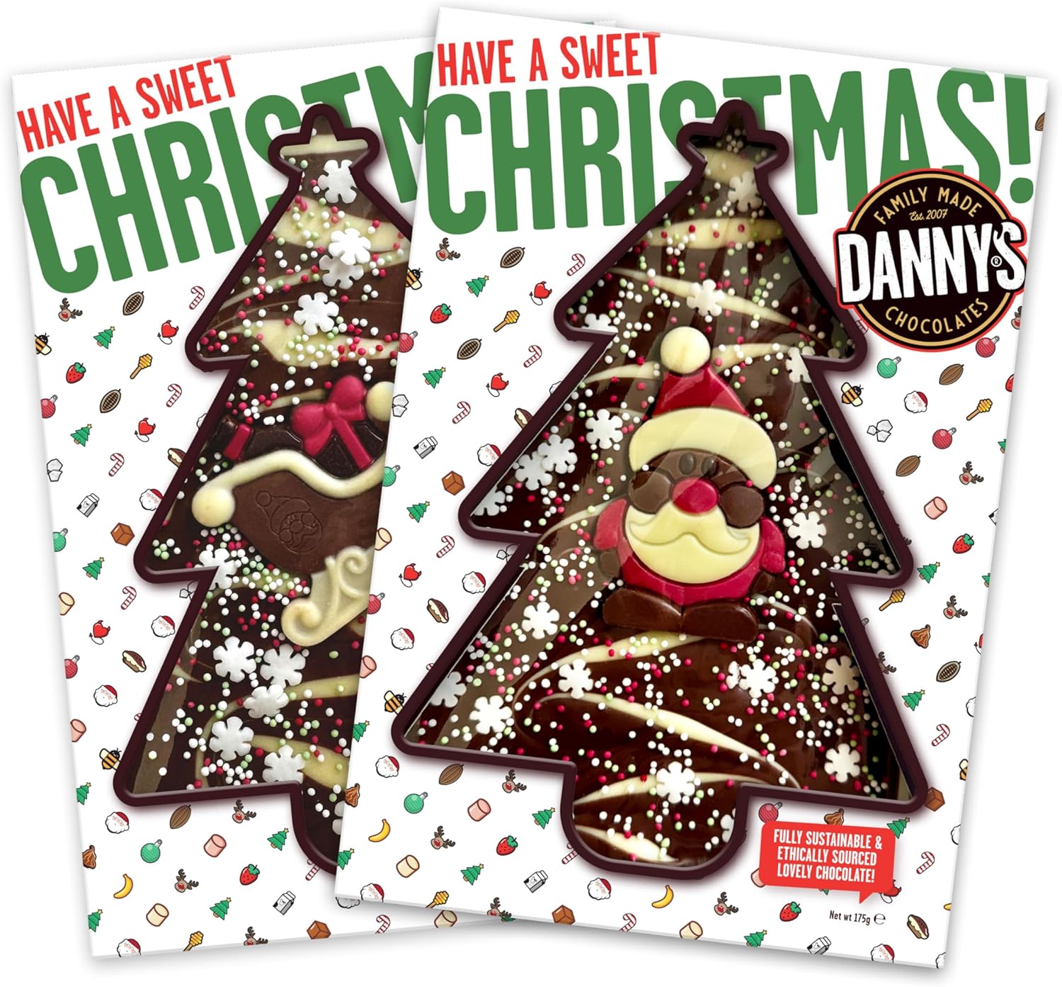 Danny's Christmas Chocolate | 2 x Extra Large 175g Chocolate Bars Selection Box...