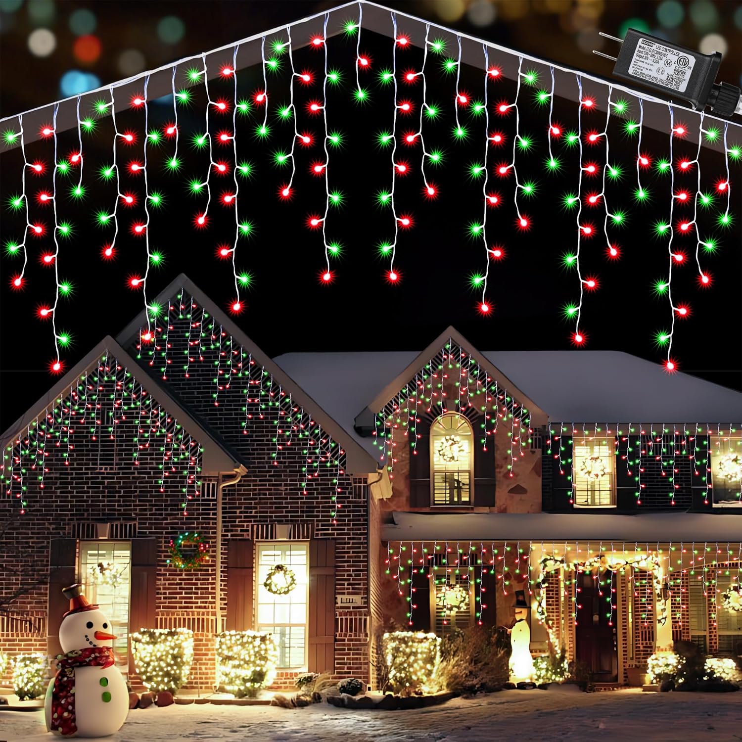 Toodour Christmas Icicle Lights Outdoor, 360 LED 29.5ft 8 Modes Fairy Icicle Str...