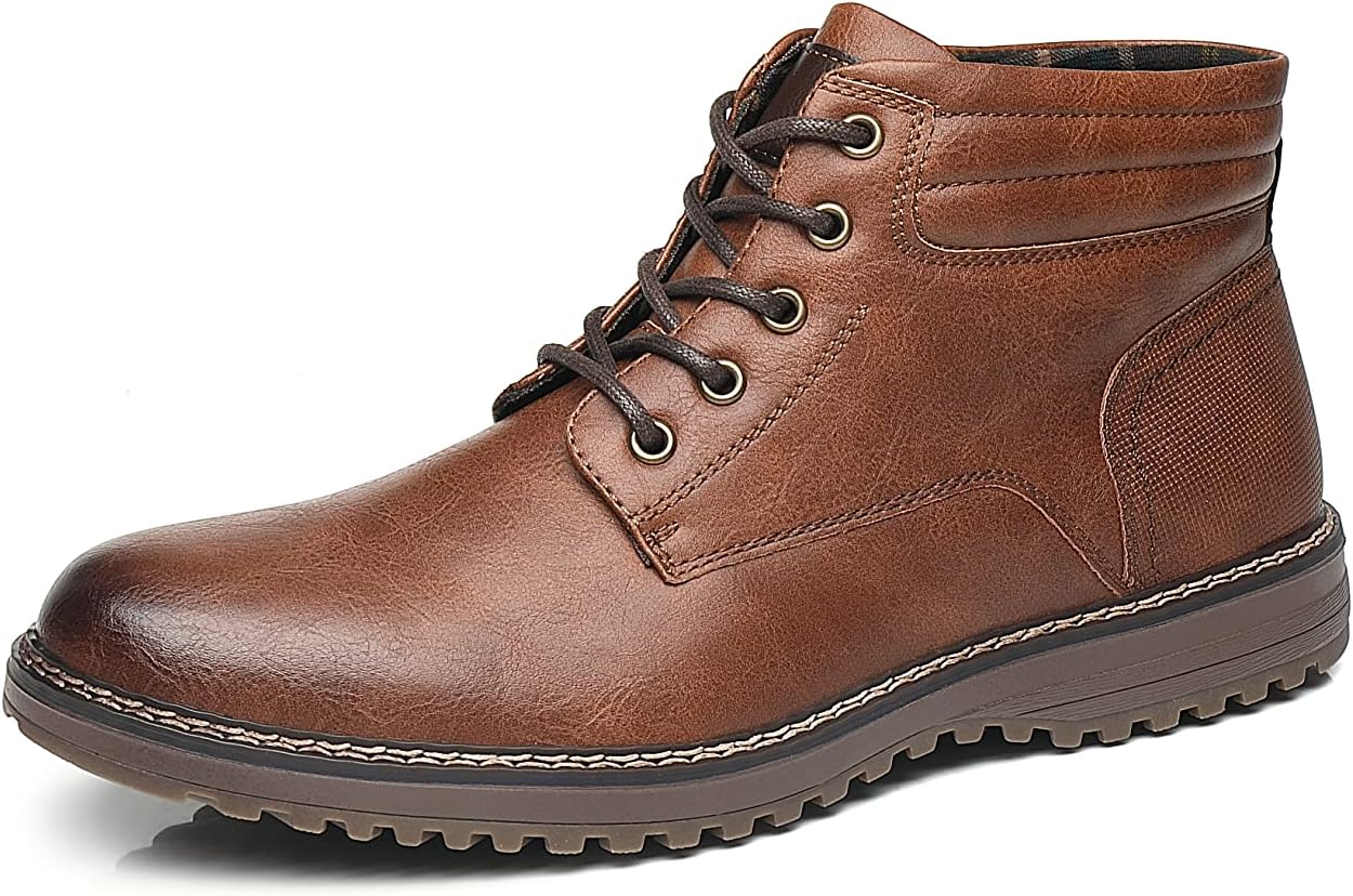 TOP STAKA Men's Boots, Leather Lace Up Winter Shoes for Work, Travel, Business,...