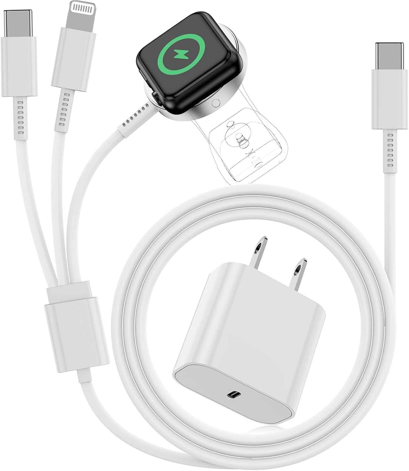 for 3 in 1 USB C Apple Watch Charger Magnetic iWatch Fast Charging Cable Cord 6f...